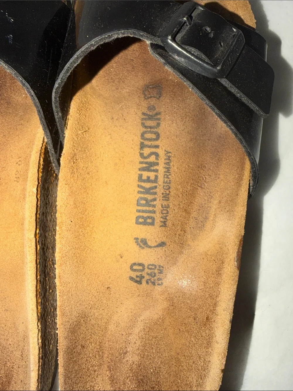 Birkenstock Black Patent Single Strap Slide Sandals Size 40